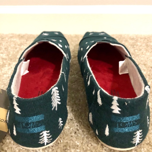 TOMS Spruce Felt With Embroidered Trees Flats - Picture 4 of 5